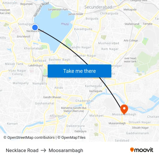 Necklace Road to Moosarambagh map