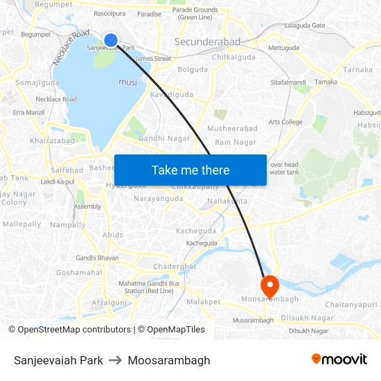 Sanjeevaiah Park to Moosarambagh map