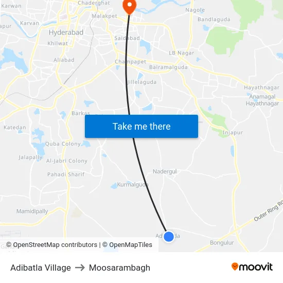 Adibatla Village to Moosarambagh map