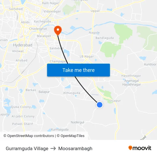 Gurramguda Village to Moosarambagh map