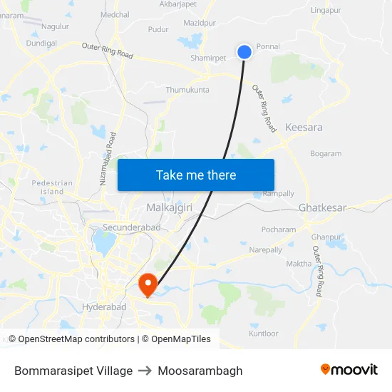 Bommarasipet Village to Moosarambagh map