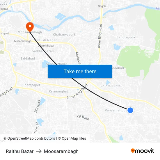 Raithu Bazar to Moosarambagh map