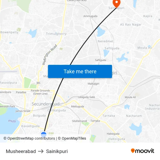 Musheerabad to Sainikpuri map