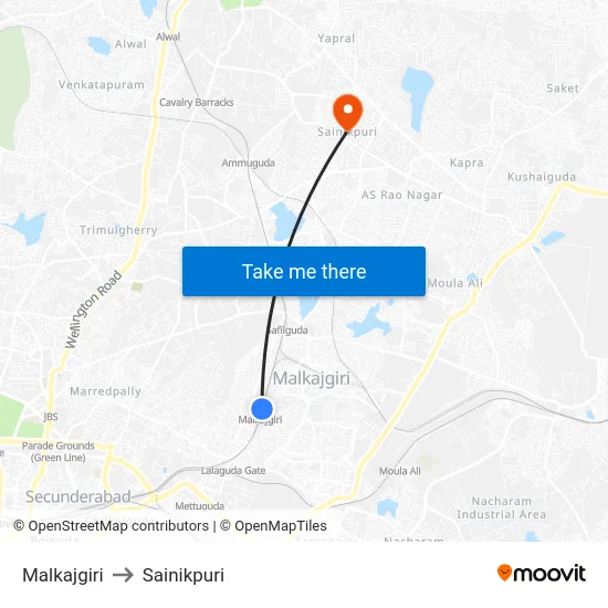 Malkajgiri to Sainikpuri map