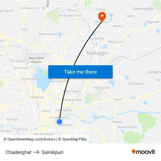 Chaderghat to Sainikpuri map
