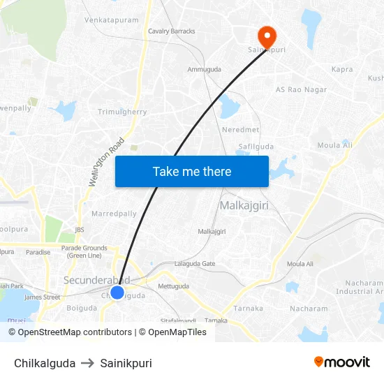 Chilkalguda to Sainikpuri map