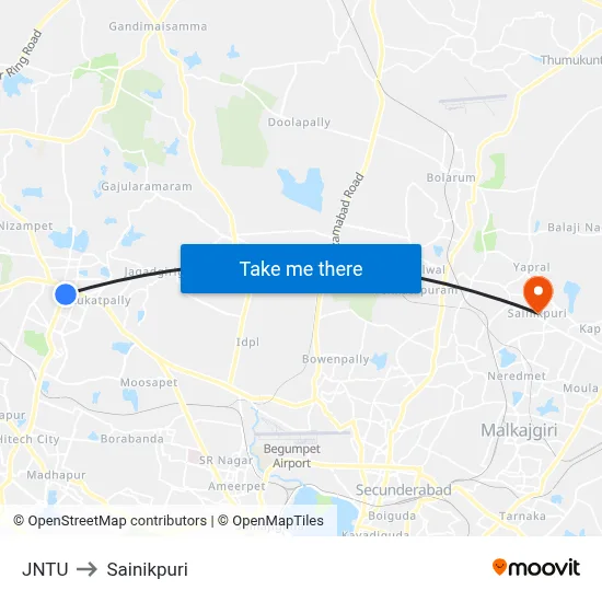 JNTU to Sainikpuri map