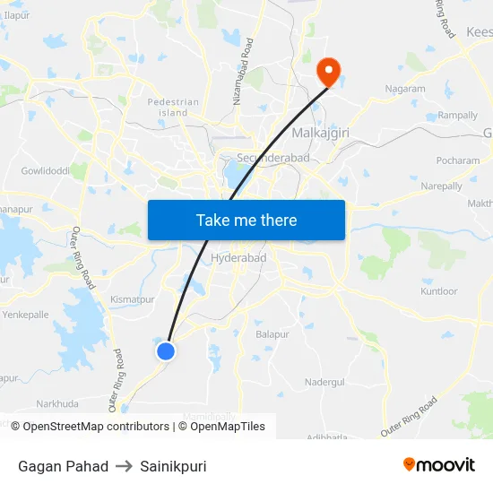 Gagan Pahad to Sainikpuri map