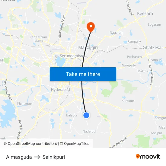 Almasguda to Sainikpuri map