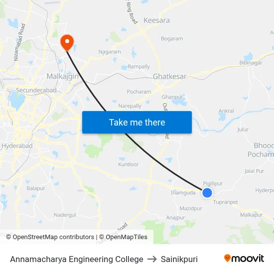 Annamacharya Engineering College to Sainikpuri map