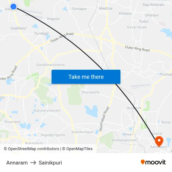 Annaram to Sainikpuri map