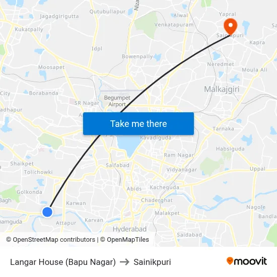 Langar House (Bapu Nagar) to Sainikpuri map