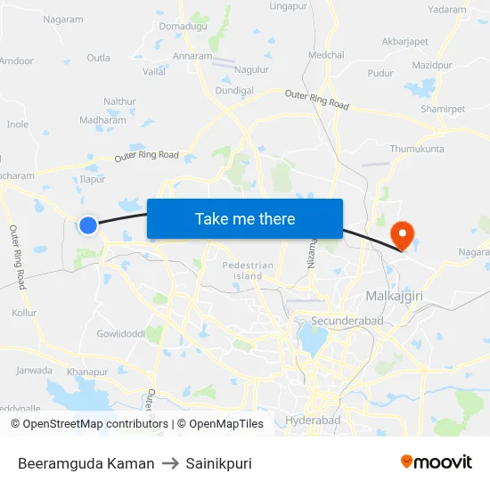 Beeramguda Kaman to Sainikpuri map
