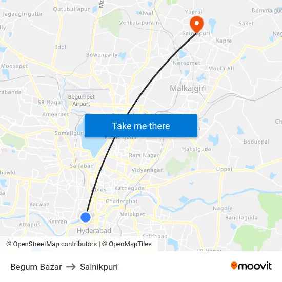 Begum Bazar to Sainikpuri map