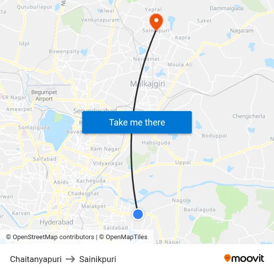 Chaitanyapuri to Sainikpuri map