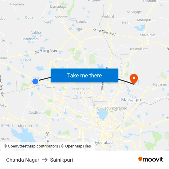 Chanda Nagar to Sainikpuri map