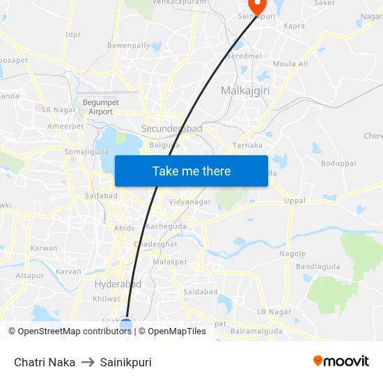 Chatri Naka to Sainikpuri map