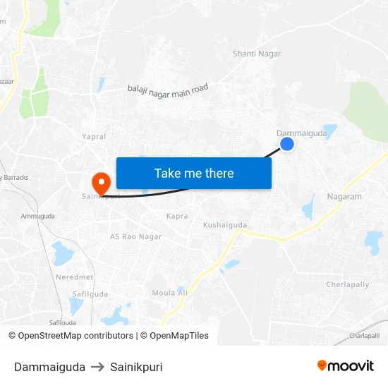 Dammaiguda to Sainikpuri map