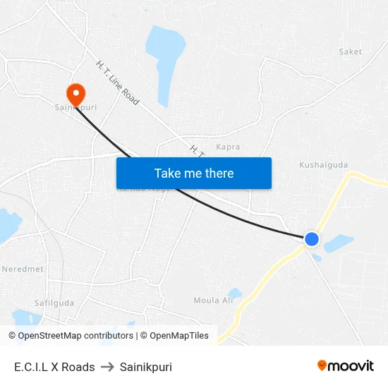E.C.I.L X Roads to Sainikpuri map