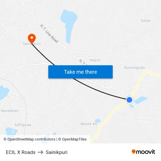 ECIL X Roads to Sainikpuri map