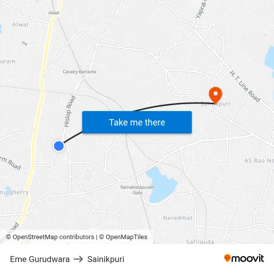 Eme Gurudwara to Sainikpuri map
