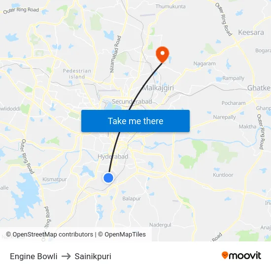 Engine Bowli to Sainikpuri map
