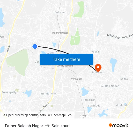 Father Balaiah Nagar to Sainikpuri map