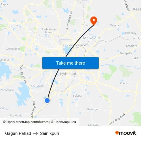 Gagan Pahad to Sainikpuri map