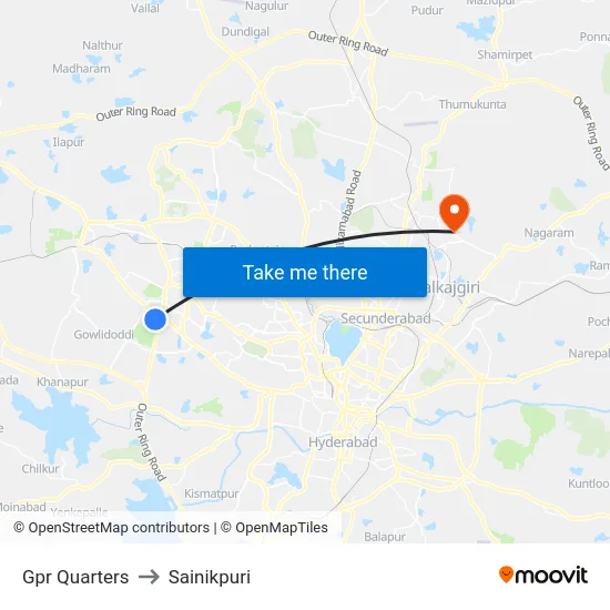 Gpr Quarters to Sainikpuri map