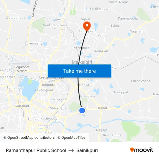 Ramanthapur Public School to Sainikpuri map