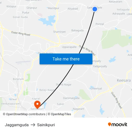Jaggamguda to Sainikpuri map
