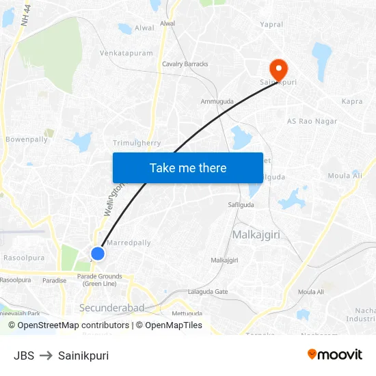 JBS to Sainikpuri map