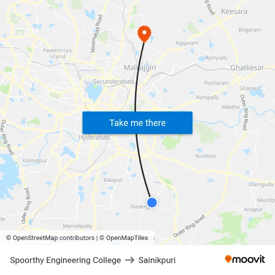 Spoorthy Engineering College to Sainikpuri map