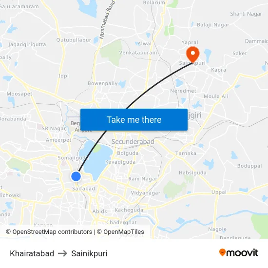 Khairatabad to Sainikpuri map