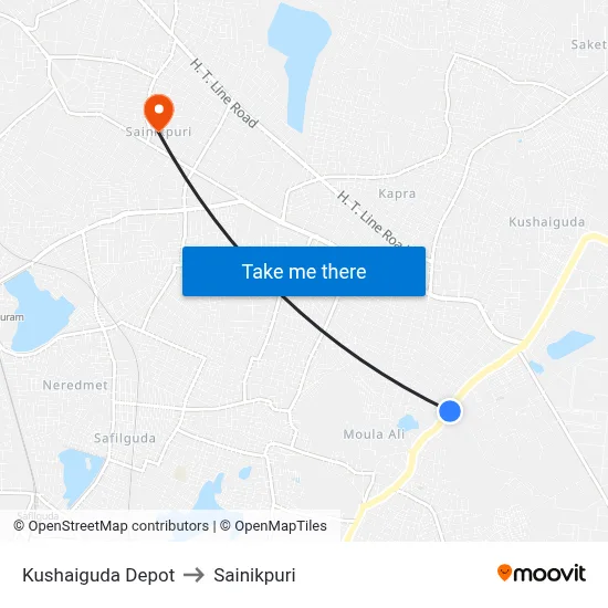 Kushaiguda Depot to Sainikpuri map