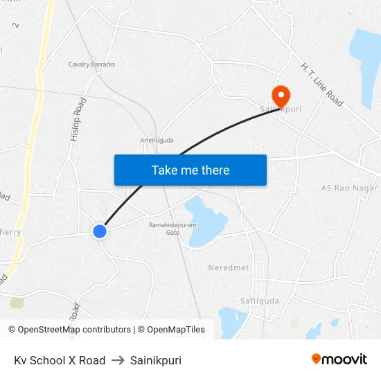 Kv School X Road to Sainikpuri map