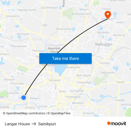 Langar House to Sainikpuri map