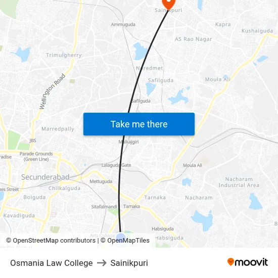 Osmania Law College to Sainikpuri map