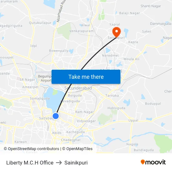 Liberty M.C.H Office to Sainikpuri map