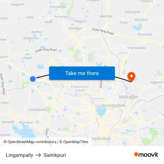 Lingampally to Sainikpuri map