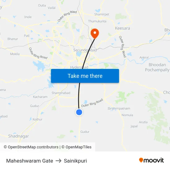 Maheshwaram Gate to Sainikpuri map