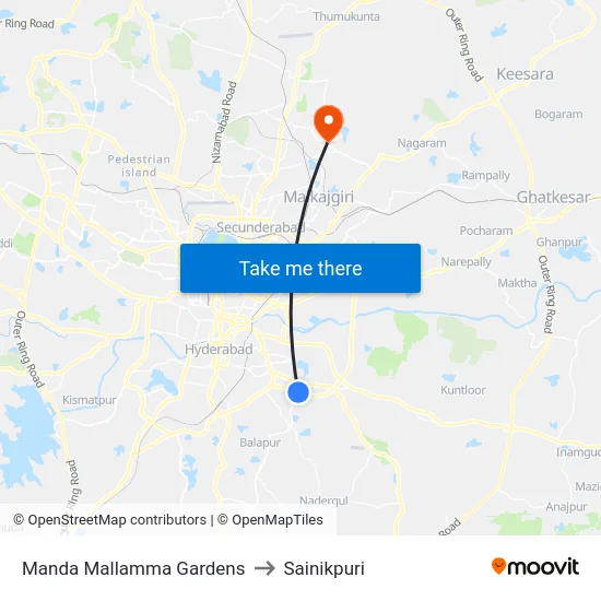 Manda Mallamma Gardens to Sainikpuri map