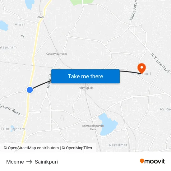 Mceme to Sainikpuri map