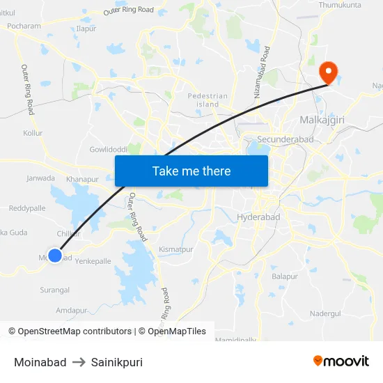 Moinabad to Sainikpuri map