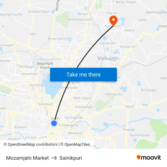 Mozamjahi Market to Sainikpuri map