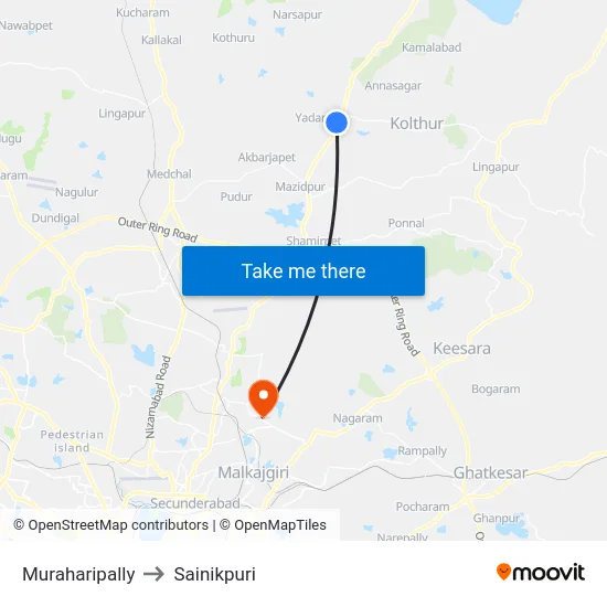 Muraharipally to Sainikpuri map