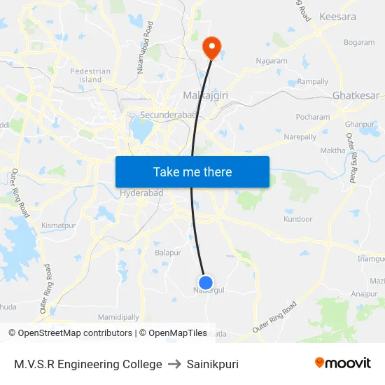 M.V.S.R Engineering College to Sainikpuri map