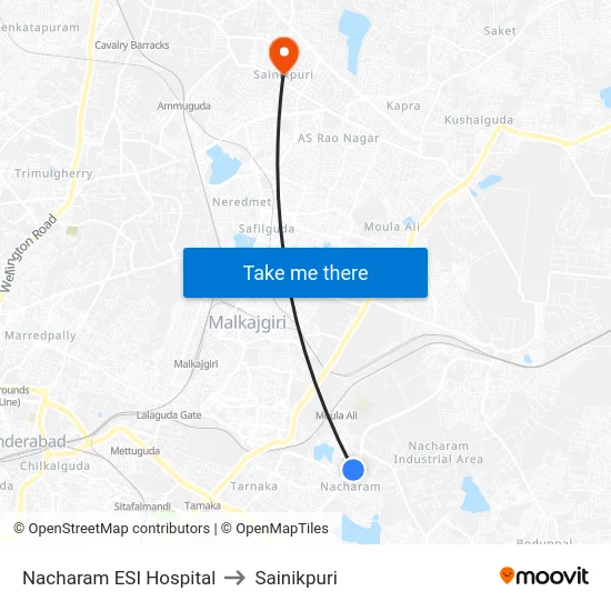Nacharam ESI Hospital to Sainikpuri map