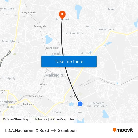 I.D.A.Nacharam X Road to Sainikpuri map