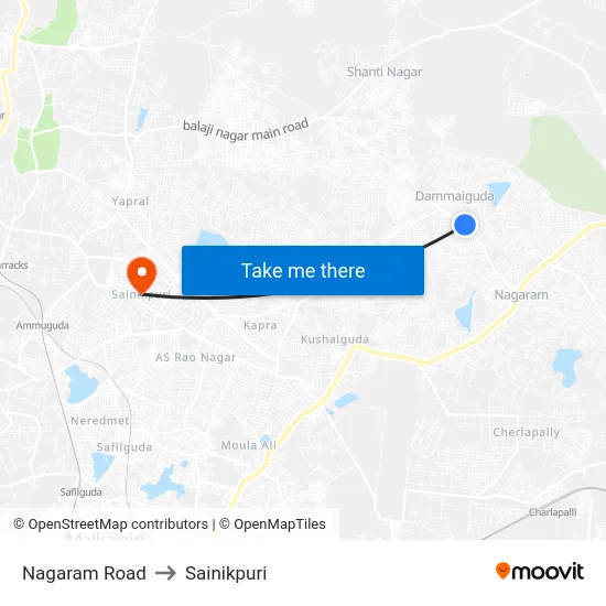 Nagaram Road to Sainikpuri map